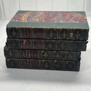 Antique Evelyn's Diary Complete Vol I–IV Leather Bound 19th C Marbled Boards